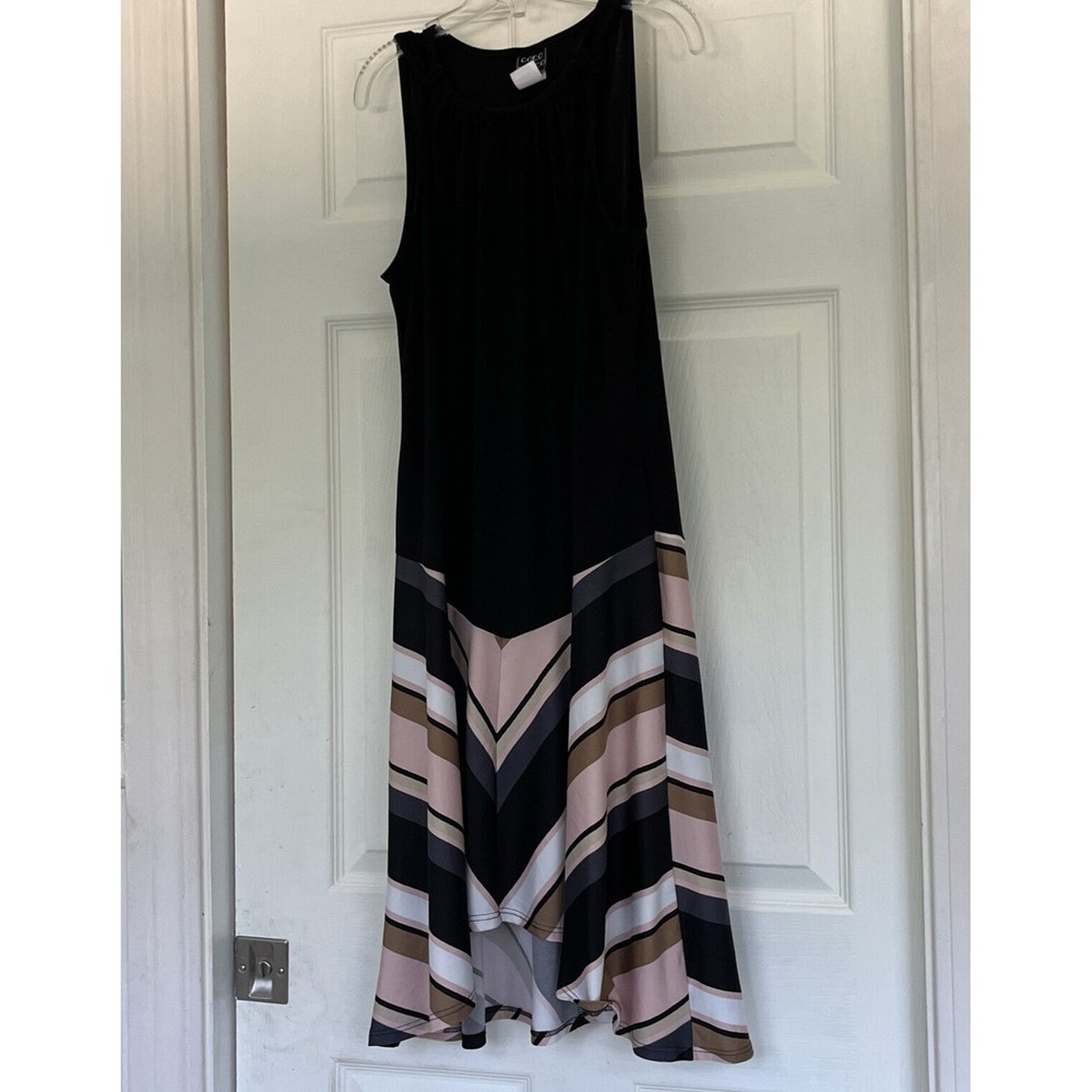Coco Bianco Dress strappy sleeve dress, drop waist, high low hemline sz small